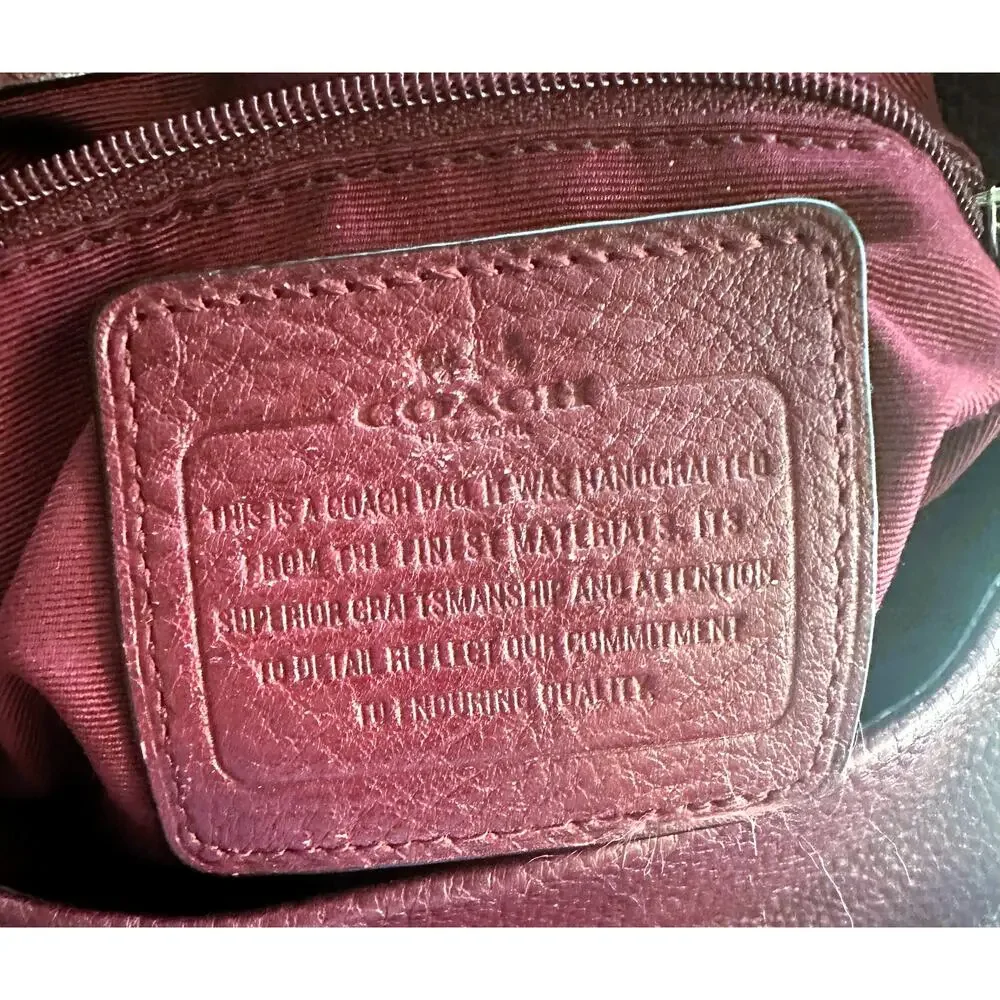 Coach Phoebe Hobo Bag Berry Pebbled Leather Tote Burgundy Wine Purse Shoulder - Picture 12 of 13